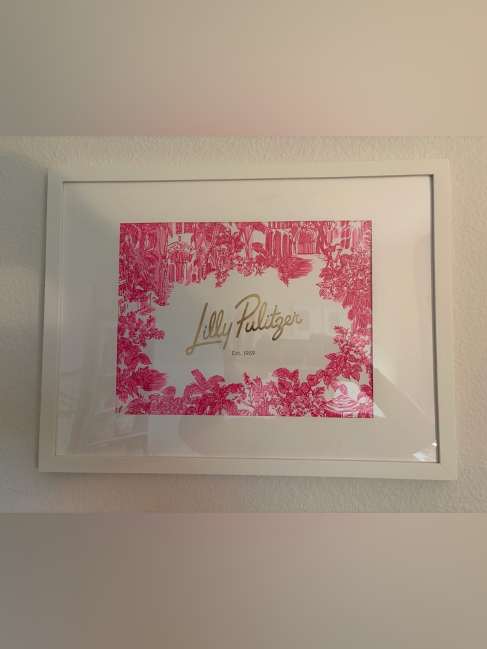 Lilly Pulitzer Pink and Gold Script Floral Wall Art- Anniversary Collector Print